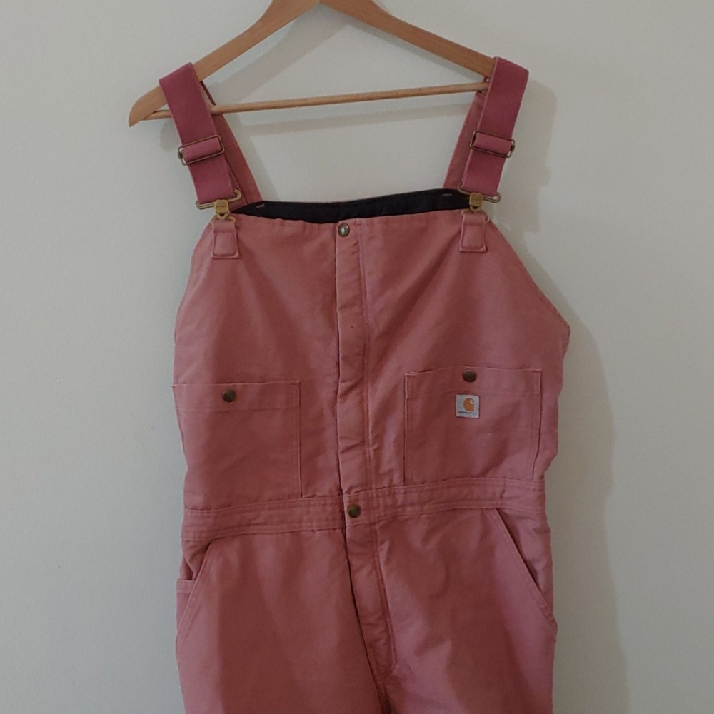 Carhartt bib overalls in Dusty Rose